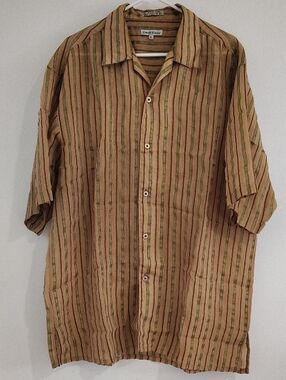 Daniel Ellisa Brown Striped Short-Sleeve Button-Down Shirt